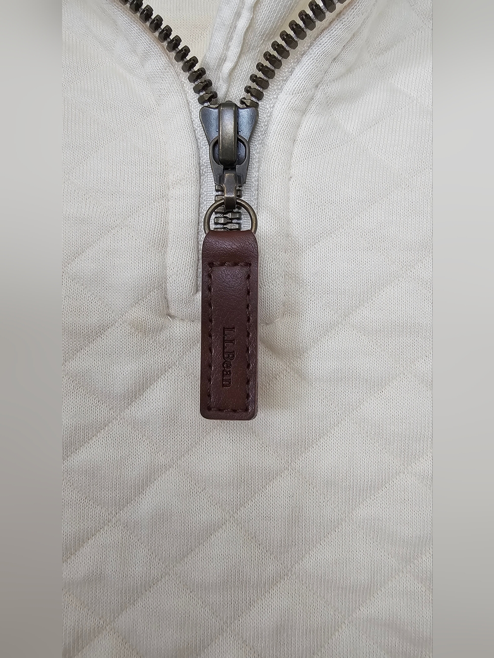 L.L.Bean Quilted Quarter Zip Pullover Cream Ivory Women’s Large Cozy Classic - Picture 5 of 10